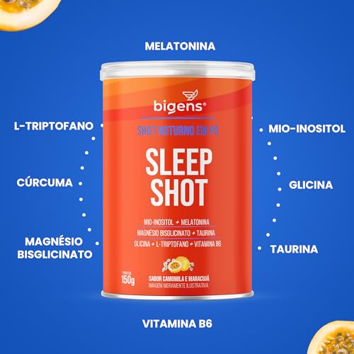 Sleep Shot, Shot Noturno, Melatonina, Glicina, Magnésio, Inositol, 150g, Sabor Camomila e Maracujá,