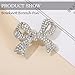 Kprusoian Elegant Crystal Bow Brooch Pin for Women,Vinage Sparkly Rhinestones Brooches Pins Beautiful Lapel Pins Dress Suit Shirt Ceremony Clothes Accessories Jewelry (Silver Crystal Bow Brooch)