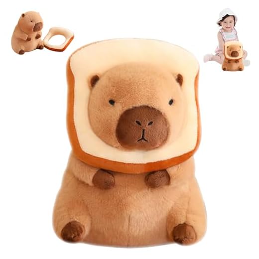 animal de peluche Capybara de simulación, 30 cm Almohada de Felpa de Capibara con Pan, Juguete De Peluche De Capibara, muñecas de peluche Capybara, Animales de Peluche de Capibara, para Niños Regalo