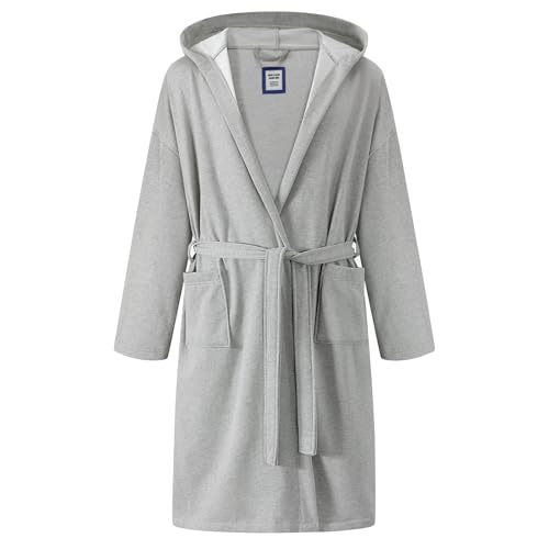 Hooded Sweatshirt Robe, Mens Hoodie Robe, Long Bathrobe with Hood and Pockets4