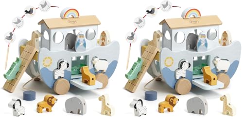 Cadeau de baptême fille et garçon : arche de Noé Joyreal en bois pour bébé de 1 an
