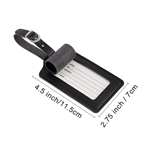 Luggage Tags, Leather Personalized Suitcase Tag Set Luggage Id Tags Labels Travel Accessories-Set Of 4(Black) #TOP2