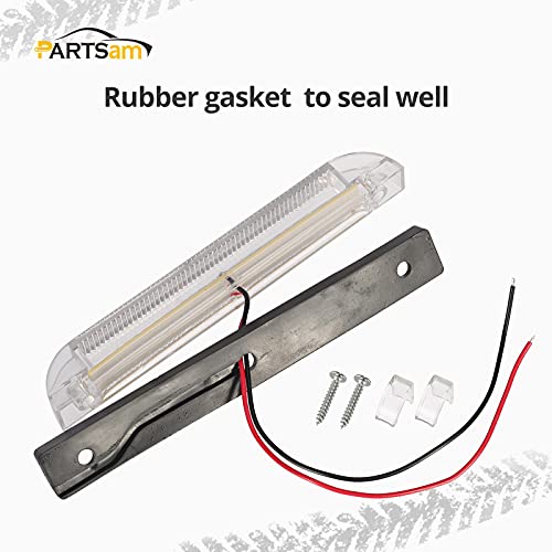 Partsam 4Pcs 6" White 12 Led Utility Strip Light Boat Marine Light Bar Trailer Truck Rv Camper Caravans Thin Led Side Marker Clearance Lights, 6 Inch Under Hood Lights Dome Light Step Lighting #TOP4