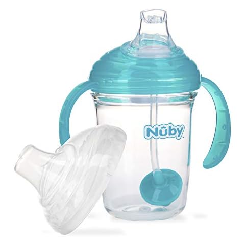 Nuby No Spill 360 beschwerter Strohhalm Grip N' Sip Tritan-Becher Cover