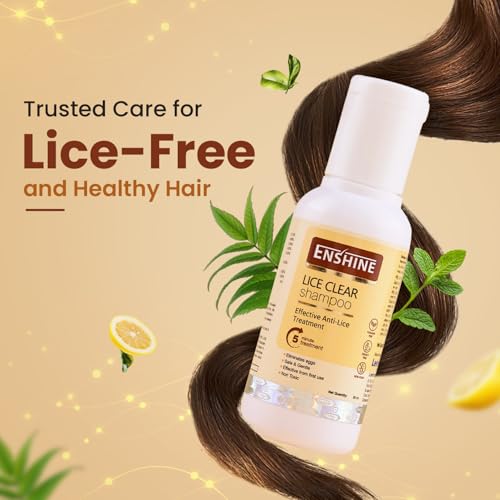 Image of Enshine Lice Clear Shampoo | Natural Lice Treatment with Neem & Tulsi | Removes Head Lice, Nits, & Eggs | Safe, Non-Toxic Formula | Moisturizes Scalp | Paraben & Sulfate-Free - 50ml