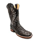 The Western Shops Mens Leather Square Toe Cowboy Boot Embossed Crocodile Alligator Print Western Boot (10.5,Café)