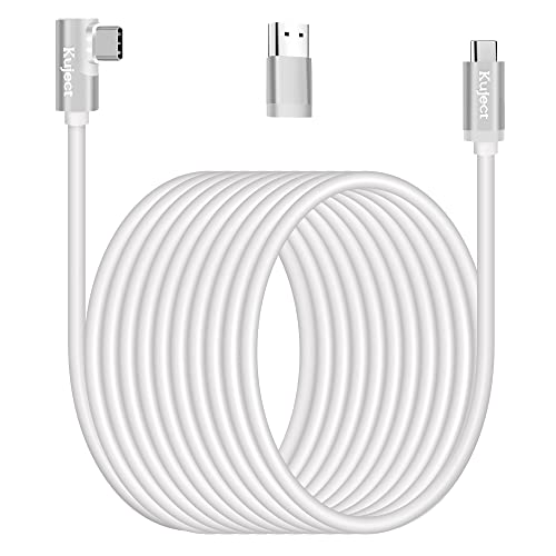 Compatible for Oculus Quest 2 Link Cable 20FT, Kuject VR Headset Cable for Oculus Quest 2   Quest 1, USB 3.0 Type C to C High Speed Data Transfer Charging Cord for Gaming PC & USB C Chargers White
