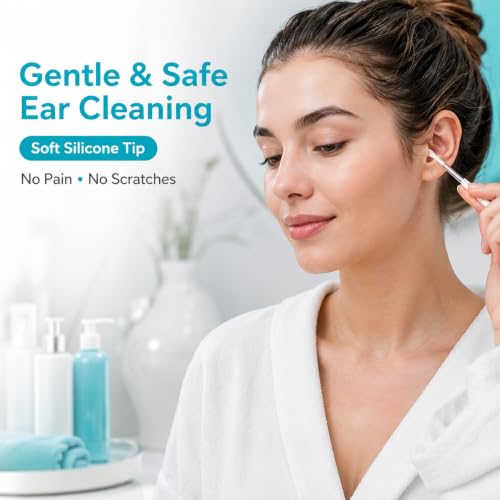 Image of Reusable Sticky Ear Cleaner Tool Set, 24 Pcs Soft Silicone Adhesive Ear Wax Removal Sticks with Washable Resin Tips for Safe Ear Cleaning, Reusable Ear Pick Kit for Adults and Children