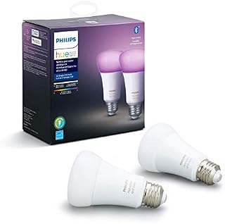 Philips Hue White and Color Ambiance 2-Pack A19 LED Smart Bulb, Bluetooth