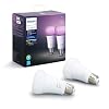 Philips Hue White and Color Ambiance 2-Pack A19 LED Smart Bulb, Bluetooth & Zigbee compatible (Hue Hub Optional), Works…