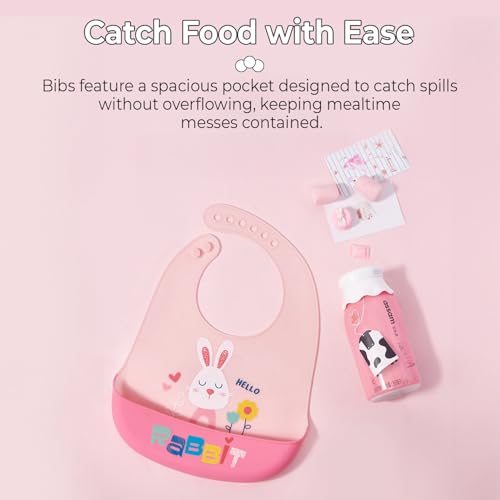 Image of StarAndDaisy Reusable Silicone Bib for Baby with Adjustable Buttons for Mess-Free Feeding