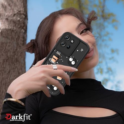 Image of Back Case Cover Compatible with Motorola Edge 50 Neo | Cute Fun Cartoon Ball 3D Coffee Silicone Case | Body Protection | Camera Protection | Shock Proof | Color Black | Pack of 1