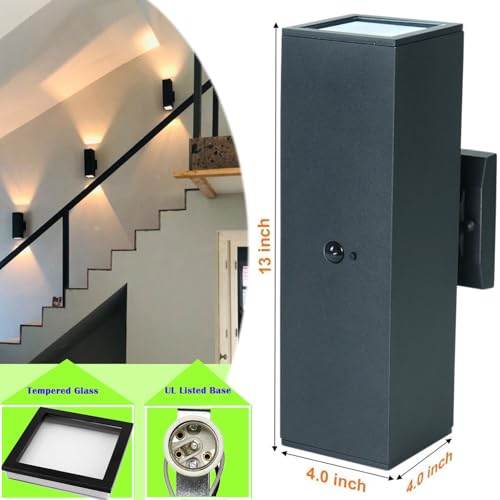 Image of rosykite Motion Sensor Outdoor Wall Lights, Dusk to Dawn Exterior Wall Mount Light Fixtures with 3 Modes, Waterproof Up Down Porch Lights for House, Garage, Patio, Entryway, Matte Black