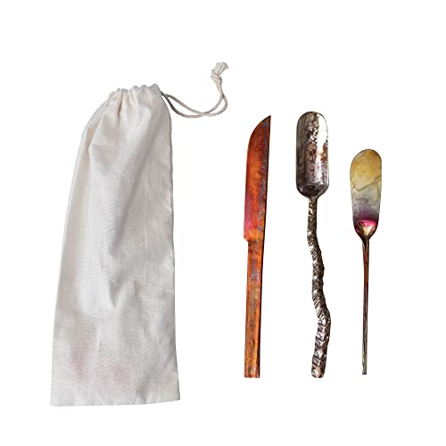 Creative Co-Op Forged Copper, Set of 3 Styles, Multicolor Cheese Knives