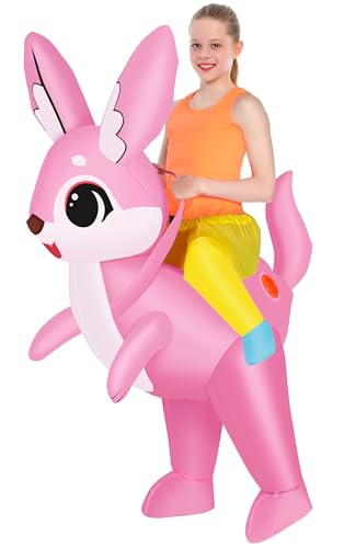 M MH ZONE Inflatable Fox Costume for Kids Ride on Blow-Up Funny Cosplay Suit for Halloween