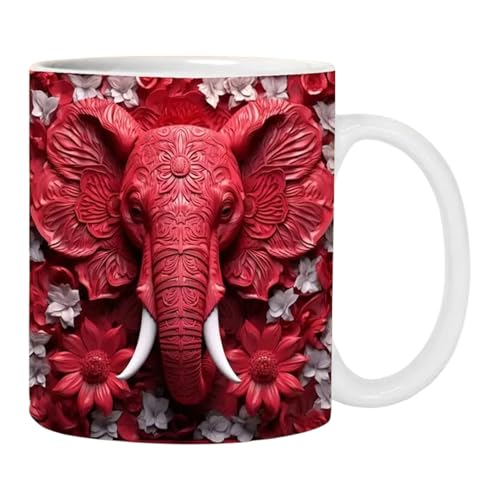 Elephant Tea Mug - Ceramic Coffee Mug, Animal Beverage Goods, 350 ml Tea Coffee Cup for Wine, Water, Beer Drinking, Cute Soup Cups for Juice, Milk, Whisky, Hot Drink Lovers