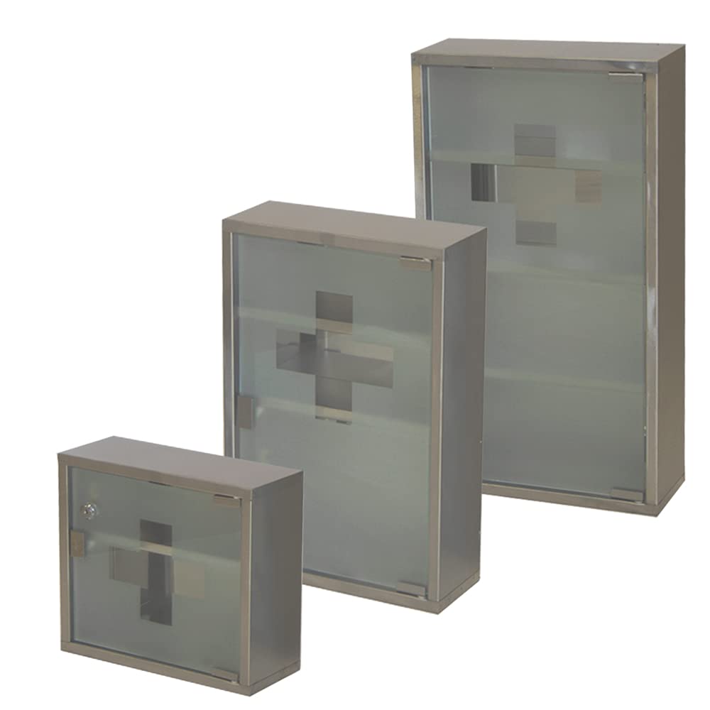 Edelstahl Medizinschrank Mit Glasfront & Tip-on-Automatik (30x30x12 Cm) – Abschließbar, 2 Schlüssel