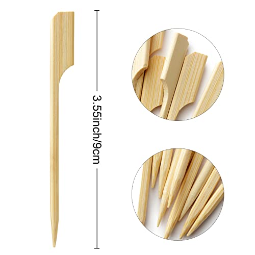 Blue Top 300Pcs Bamboo Paddle Picks, 3.5 Inch Sturdy Flat Skewers Food Appetizer Toothpicks For For Fruit, Grilling, Drink, Bbq, Barbecue, Yakitori Chicken, Fondue, Roasting,Cocktail, Marshmallow #TOP1