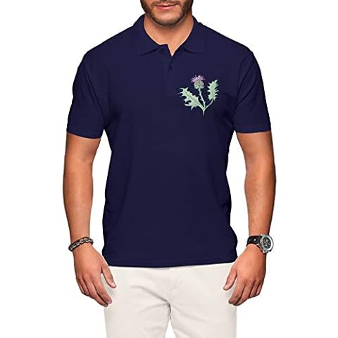 Scotland Rugby Polo Shirt for Men - Scottish Thistle - Shirts Nations Football Tshirts Navy Cover