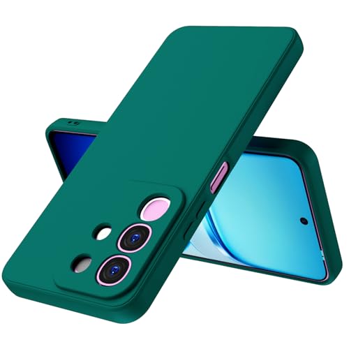 Image of Kapa Matte Protective Lens Flexible Back Cover for Iqoo Z10x 5G / Vivo T4x 5G | Slim Silicone with Soft Lining Shockproof Full Body Bumper Case (Green)