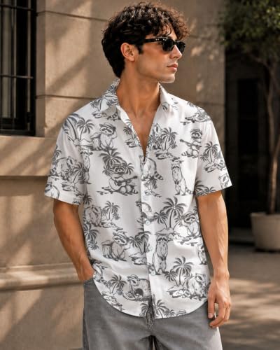 Image of 99TIMORO Horror Movie Men's Halloween Button Down Shirts Short Sleeve Top