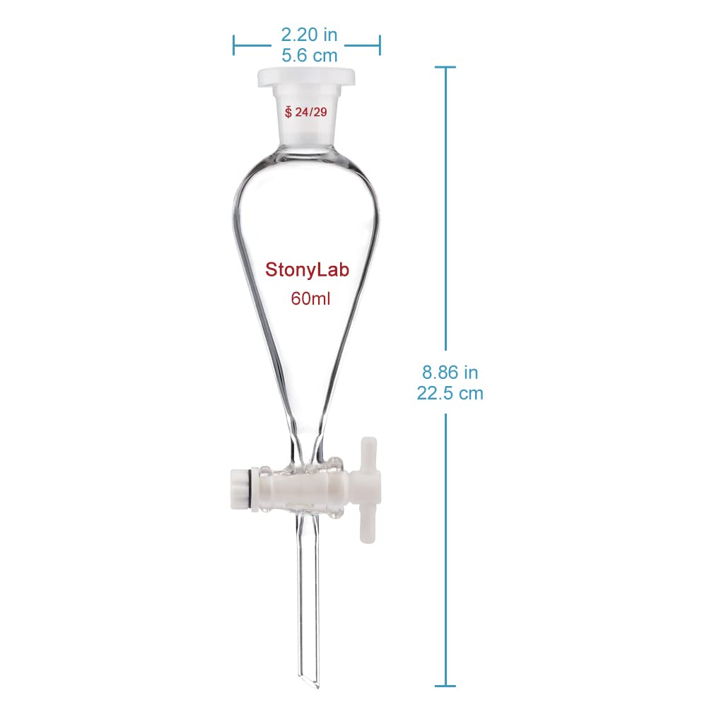 Imbuto Separatore In Vetro Da Laboratorio 60-1000 Ml Con Rubinetto PTFE