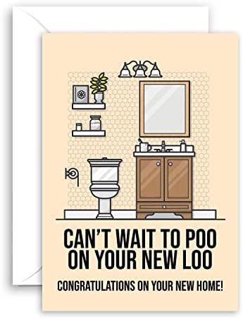 Lithobee - Moving Home Cards - Cant Wait To Poo On Your New Loo For Friends Family Mates Mums Dads Sisters And Brothers With A Funny Rude Message About The New Neighbours