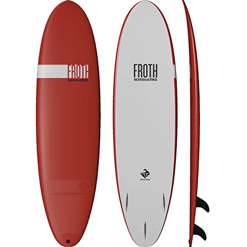Boardworks Froth! | Soft Top Surfboard | 3 Fins | Longboard Surf Board | 7' | Papaya