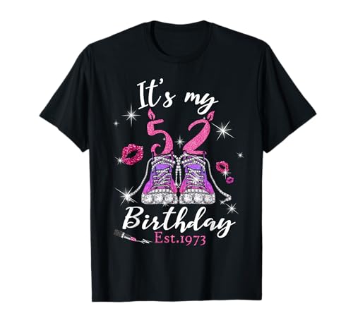 Womens It's My 52nd Birthday EST 1973 52 Years Old Diamond Camiseta