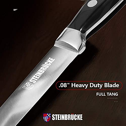 Steinbrücke Kitchen Utility Knife 5 Inch, Sharp Paring Knife Kitchen Petty Knife Fruit Knife With Pro Chef's Knife Full Tang And Ergonomic Handle Kitchen Cutlery Cutting Peeling #TOP4