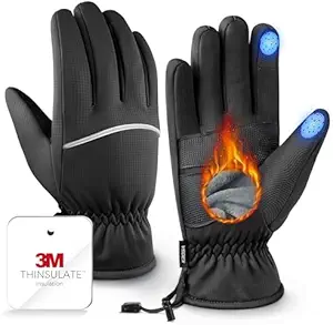 Winter Gloves Men Women Made with 3M Insulation & Plush Lining, -15°F Windproof & Water-Resistant Snow Gloves for Cold Weather, Ski Glove with Reflective Strips & Touchscreen Fingers for Running
