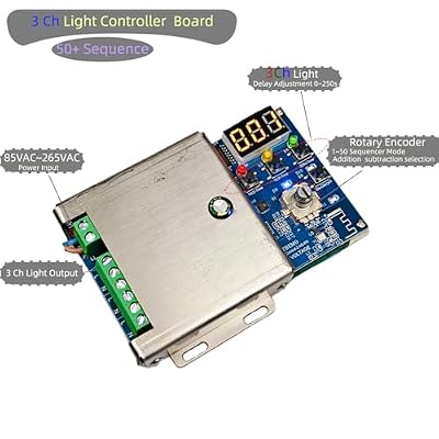 Remote 3 Channel Light Controller Sequencer with 50+ Modes 110/240V AC Easy to Program and Fix Installation Smart Digital Display Microcontroller