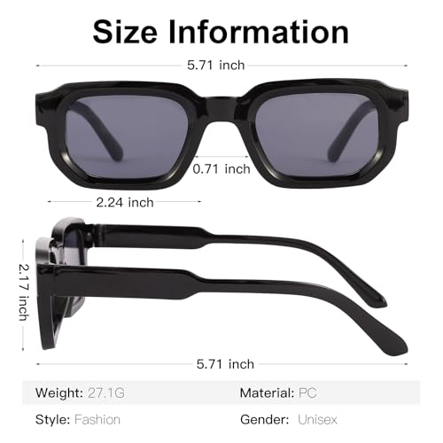 Image of 4 Pcs Retro Sunglasses for Men Women, Trendy Thick Chunky Rectangle Sun Glasses UV 400 Protectio