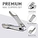HBYPRO Heavy Duty Nail Clippers Set 4PCs Ultra Sharp Stainless Steel Fingernail Toenail Clippers with Catcher for Men Women Adult with Nail File, Silver