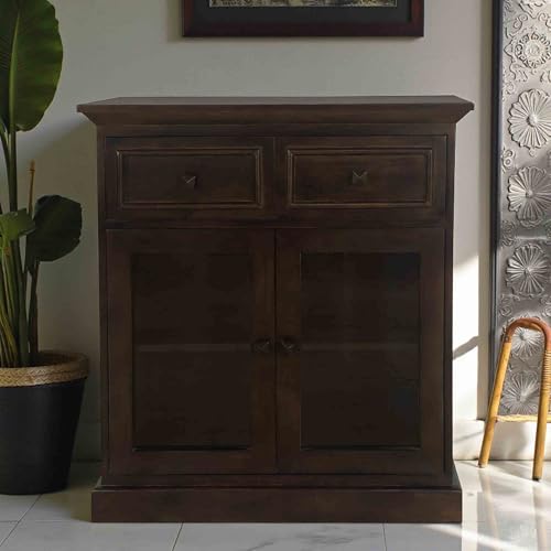 Image of The Attic Ardenwood Classic Glass Door Sideboard,Wooden Sideboard Cabinet,Walnut Glass