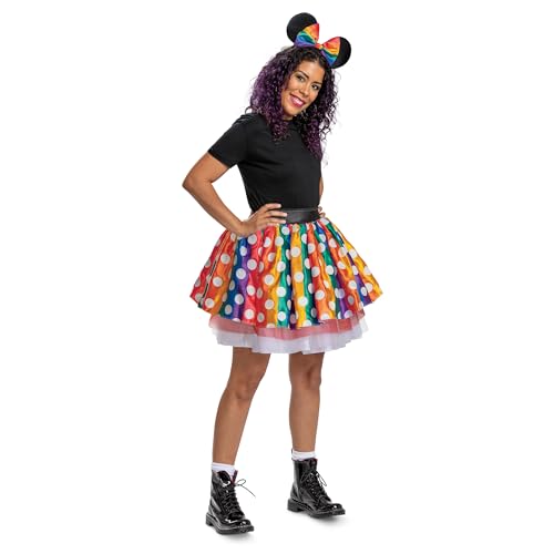 Disney Pride - Disfraz de Minnie Mouse, disfraz oficial de Disney tutú con orejas de Minnie, talla para adulto (L/XL)