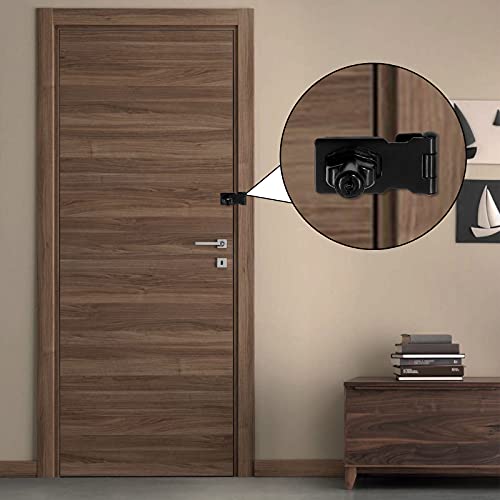 Jiozermi 2 Packs 2.5 Inch Hasp Lock With Keys, Stainless Steel Latch, Twist Knob Keyed Locking for Cabinet Small Door, Flat Black - Image 6