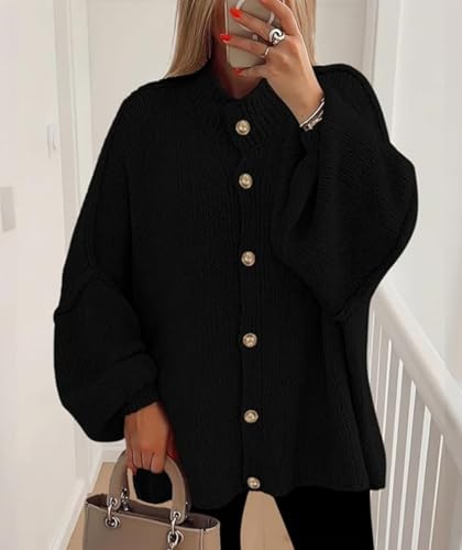 Womens Oversized Cardigans Button Down Sweaters Long Lantern Sleeve Chunky Knit 2025 Fall Winter Outerwear Coats2