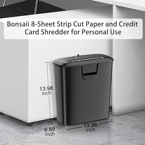 image for Bonsaii 8-Sheet Strip-Cut Shredder for Home & Office Use Shreds Paper,