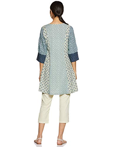 Image of BIBA Womens Notched Neck Printed Kurta and Pants Set