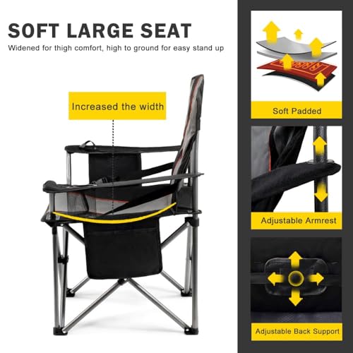 FAIR WIND Big Boy Padded Chair Silla de Camping Sobredimensionada con Acolchado - Paquete de 2 Negro miniatura 4