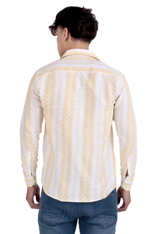 Image of Men's Khadie Cotton Long Sleeves Striped Casual Shirt