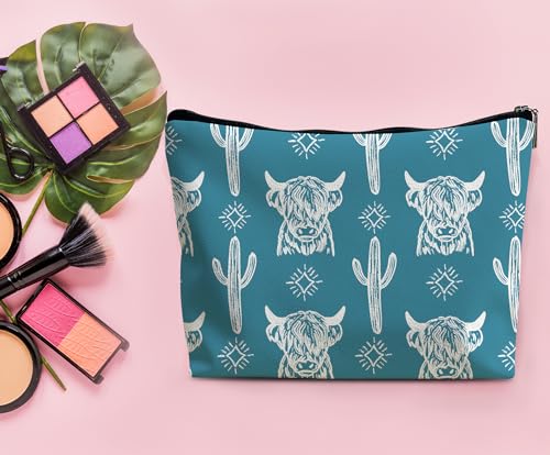 Image of Western Makeup Bag,Western Gifts For Women,Cow Makeup Bag,Cowgirl Stuff,Western Stuff For Women,Western Gifts,Cowgirl Gifts(Leather COW V)