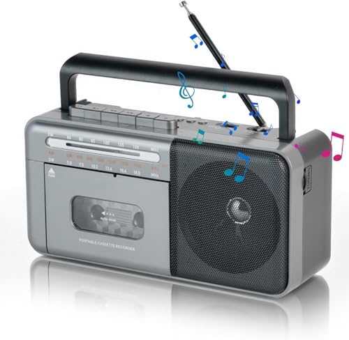 MONODEAL Tragbarer Kassettenrekorder, Vintage-Kassettenrekorder mit AM/FM/SW-Radio, eingebautem Lautsprecher, 3.5mm Kopfhörerbuchse, Unterstützung TF-Karte/USB-Eingang