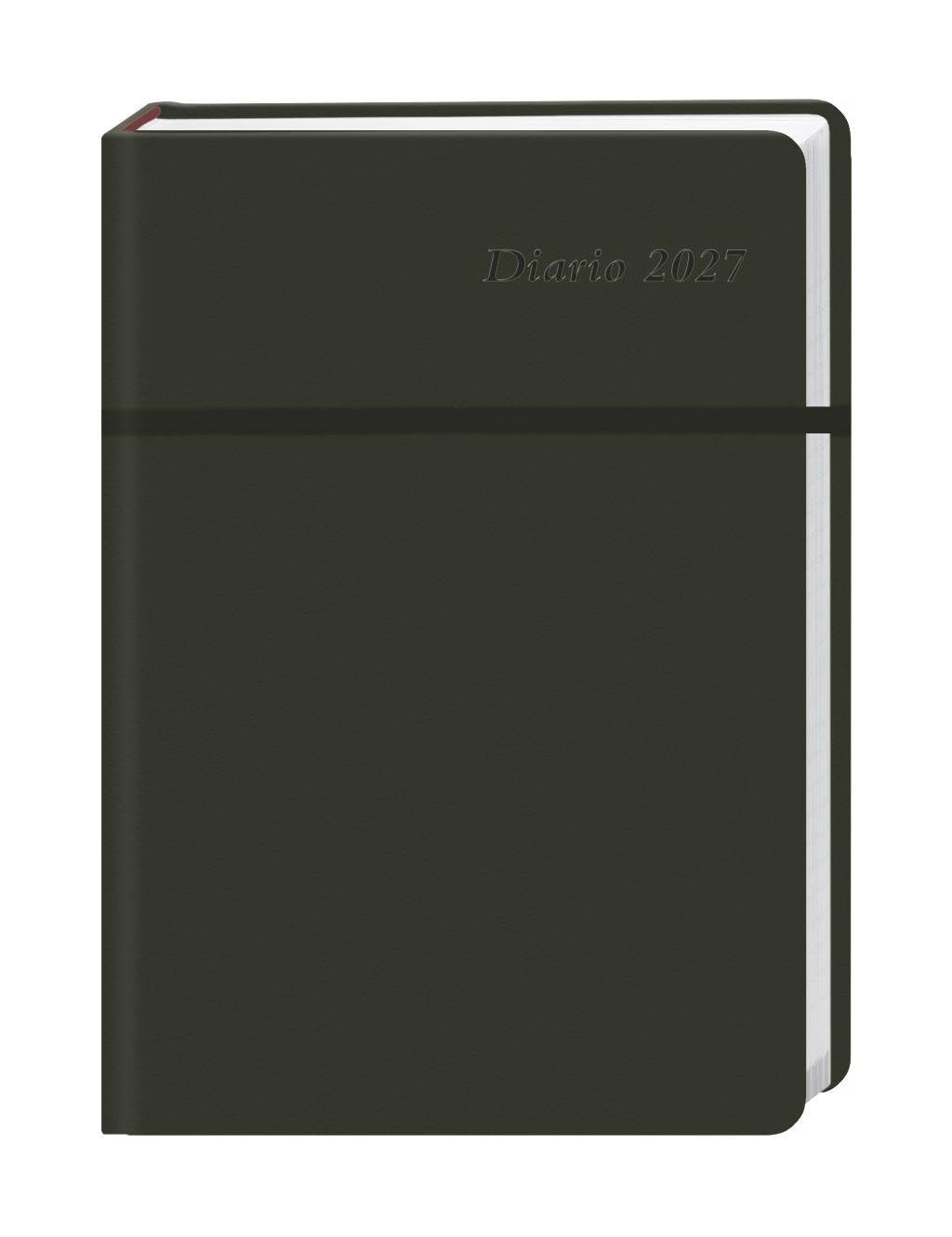 Diario Wochen-Kalenderbuch A6, schwarz 2027: Schwarzer Terminkalender 2027. Buch-Kalender mit Lesebändchen und Gummiband. Taschenkalender zum Planen von Terminen.