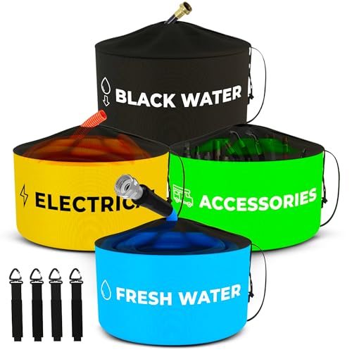 DanDee 4-PACK Waterproof Storage Bags for RV, Sewer Hose, Water Hose, Electrical & RV Accessories - Durable, Colored Bags for Easy Organization!