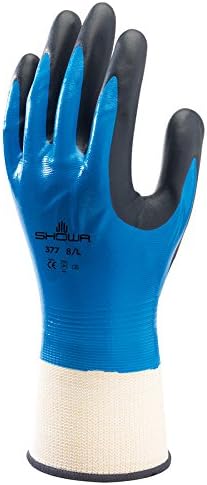Showa Gloves SHO377-M No.377 F/C + foam Glove, Size: M, White/Blue/Black