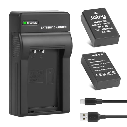 Joiry 2X EN-EL20 EN-EL20a batería y Cargador para Nikon Coolpix P1000, P950, 1 AW1, 1 J1, 1 J2, 1 J3, 1 S1, 1 V3, DL24-500, Coolpix A cámaras, 1300mAh