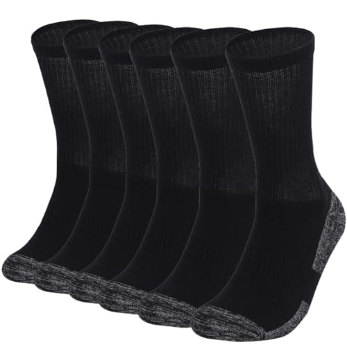 6-2 Pairs Work Socks for Men,Moisture Wicking Reinforced Cushioned Boot Crew Cotton Heavy Duty Workout Socks