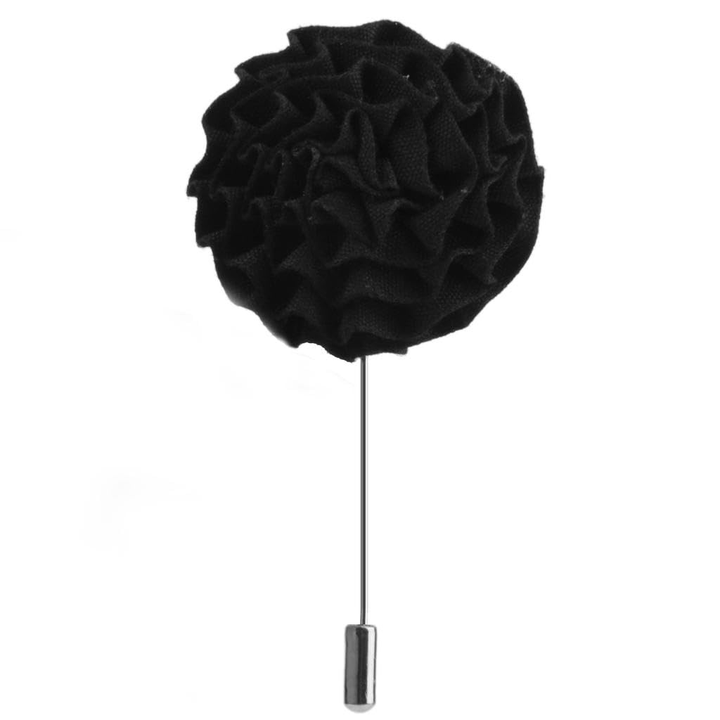 Handmade Fabric Lapel Flower Men Brooch Boutonniere Tuxedo Stick Pin Black-image-44